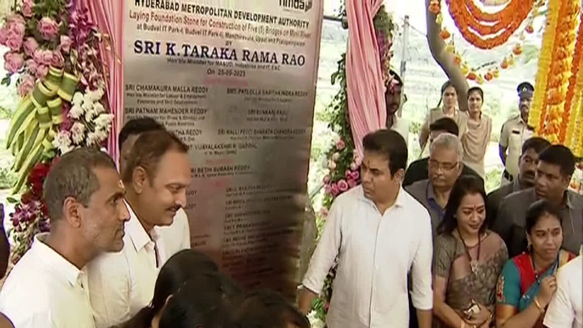 ktr laid foundation stones of any bridges in hyderabad 14 new bridges in hyderabad