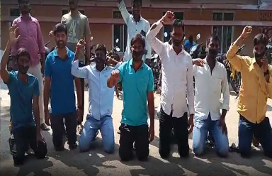 students protest at city library against brs for petition over governor quota mlcs