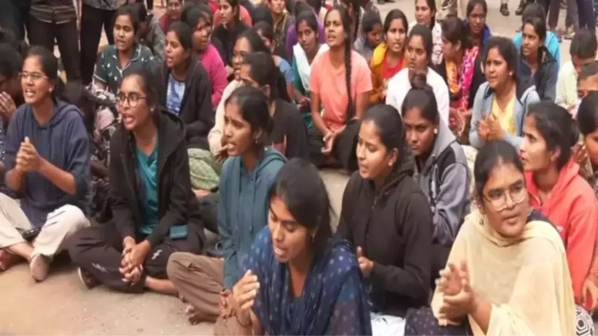 students stage protest as 2 intruders barge into womens hostel at osmania university in secunderabad