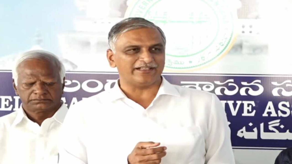 Harish rao slams congress government on medigadda barrage route